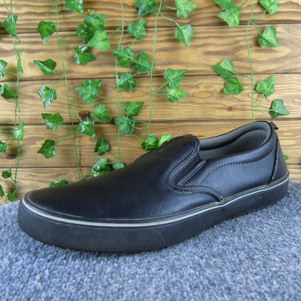 Tredsafe Ric Men's 12 Black Leather Slip-On Work Shoes‎ Non-Slip Comfort